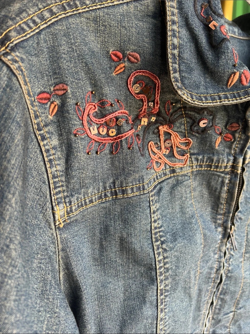 Coldwater Creek Denim Jacket Embroidery size Lar